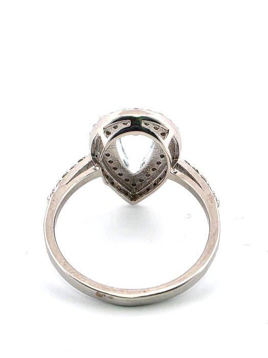 Zonder Minimumprijs - Ring - 18 karaat Witgoud Aquamarijn -, Handtassen en Accessoires, Ringen