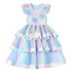 Prinsessenjurk - Luxe Unicorn jurk - Blauwe regenboog - Klee, Kinderen en Baby's, Nieuw, Verzenden