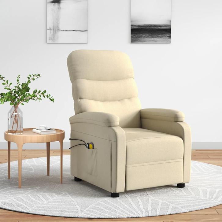 vidaXL Massagestoel elektrisch stof crèmekleurig, Huis en Inrichting, Stoelen, Nieuw, Verzenden