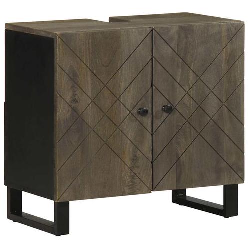 vidaXL Wastafelkast 62x33x58 cm massief mangohout zwart, Huis en Inrichting, Badkamer | Badkamermeubels, Nieuw, Verzenden