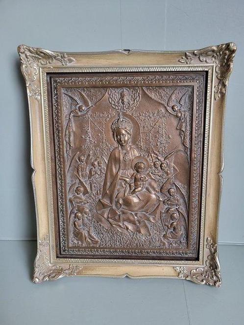 H. Reus - KG Hanau - Bronzen Relief - Madonna met Kind -, Antiek en Kunst, Kunst | Niet-Westerse kunst