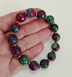 Natuurlijke steen epidote zoisite paars en groen armband,