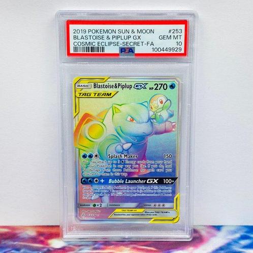 Pokémon Graded card - Blastoise & Piplup GX #253 Cosmic, Hobby en Vrije tijd, Verzamelkaartspellen | Pokémon