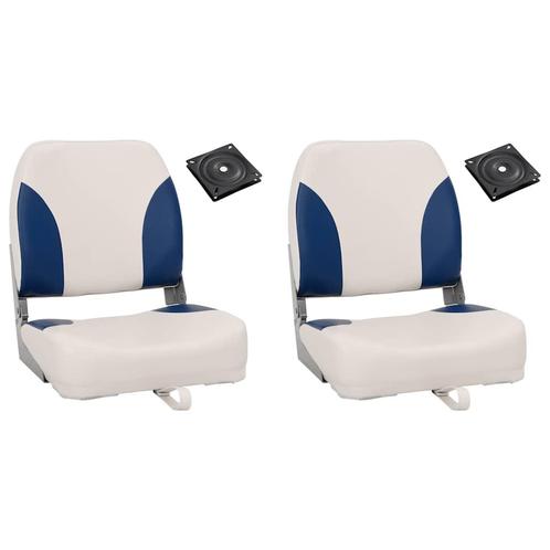 vidaXL 4-delige Bootstoelenset met blauw-witte kussens, Watersport en Boten, Bootonderdelen, Nieuw, Verzenden
