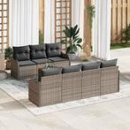 vidaXL Tuinbank Set 8 pcs Grijs Poly rattan, Tuin en Terras, Verzenden, Nieuw