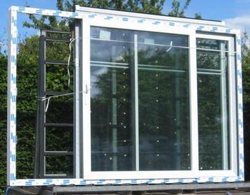 pvc schuifraam , schuifdeur , pui 338 x 216 wit / antraciet, Ophalen of Verzenden, Schuifpui