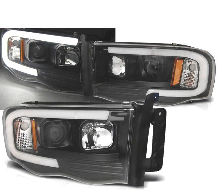 PHARES POUR DODGE RAM 02-06 TUBE LED NOIR, Auto-onderdelen, Verlichting, Verzenden