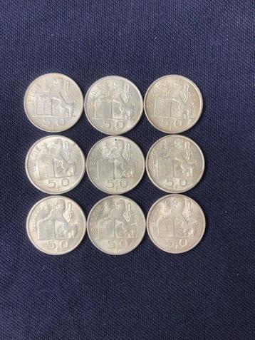 België. Leopold III. Franc Lot van 9 stuks 50 frank stukken beschikbaar voor biedingen