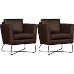 Set van 2 Leren fauteuils Club - Rancho Brown (bruin), Nieuw, Ophalen of Verzenden, 75 tot 100 cm, Leer