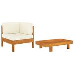 vidaXL Salon de jardin 2 pcs avec coussins blanc crème Bois