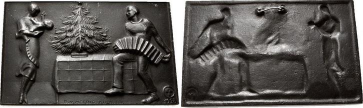 Einseitige Eisenguss-neujahrsplakette 1928 Eisenguss Lauc..., Postzegels en Munten, Penningen en Medailles, Verzenden