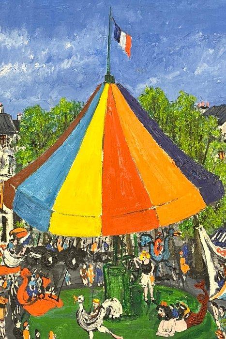 Jean-Pierre Lagrue (1939-2018) - Le Carrousel à Paris, Antiquités & Art, Art | Peinture | Moderne