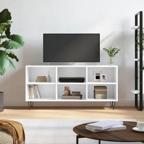 vidaXL Meuble TV blanc brillant 103,5x30x50 cm bois, Huis en Inrichting, Kasten |Televisiemeubels, Verzenden