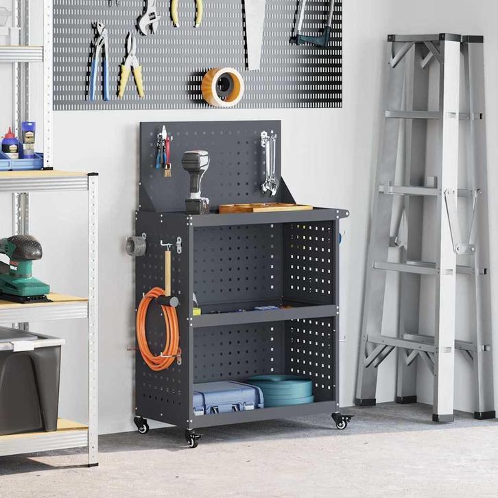 vidaXL Gereedschapswagen Antraciet 65 x 35 x 111 cm, Doe-het-zelf en Bouw, Gereedschapskisten, Nieuw, Verzenden