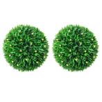 vidaXL Kunstbuxusballen met LED-verlichting 2 st 47 cm groen, Verzenden, Nieuw