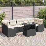 vidaXL Tuinbank Set met opslag 8 pcs Zwart Poly rattan, Tuin en Terras, Verzenden, Nieuw