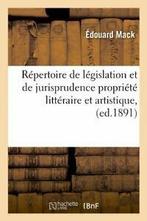 Repertoire de legislation et de jurisprudence p. E., Livres, MACK E, Verzenden