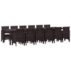 vidaXL Tuin Eettafel Set 13 pcs Bruin Polt riet, Verzenden, Nieuw