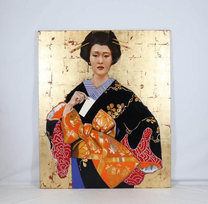 Louis Nagelkerke (1949) - Vrouw in een kimono, Antiquités & Art, Art | Peinture | Moderne