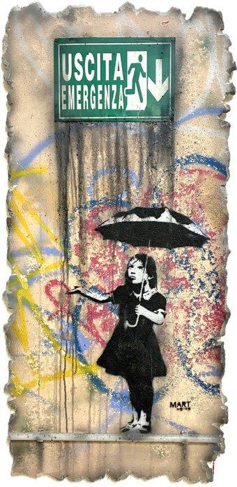 Mart Signed - Banksy remake .Umbrella girl (Nola), Antiek en Kunst, Kunst | Schilderijen | Modern