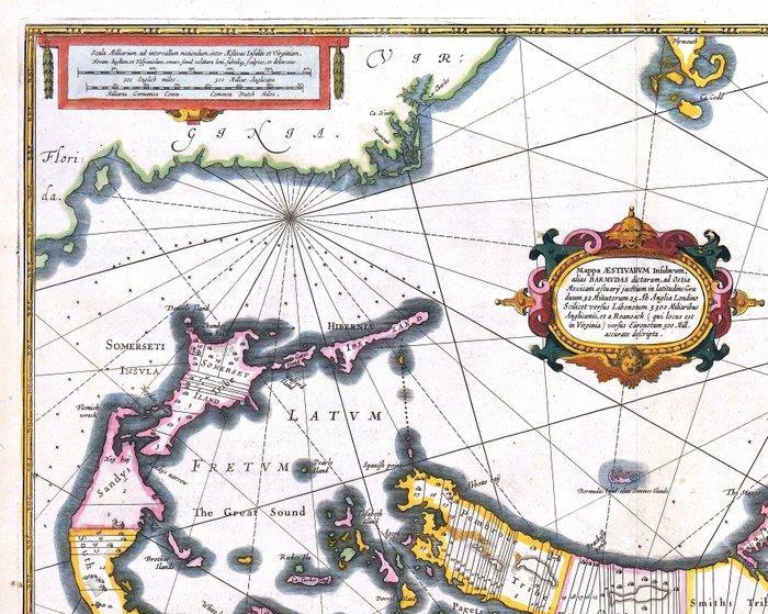 Bermuda - .; H. Hondius - Mappa Aestivarum Insularum alias, Boeken, Atlassen en Landkaarten