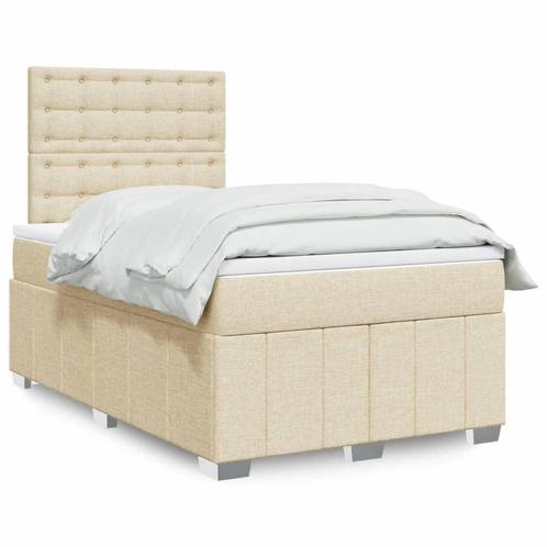 vidaXL Boxspring met matras stof crèmekleurig 120x200 cm, Huis en Inrichting, Slaapkamer | Bedden, Nieuw, Verzenden