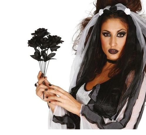Halloween Zwarte Rozen Tak 35cm, Hobby en Vrije tijd, Feestartikelen, Nieuw, Verzenden