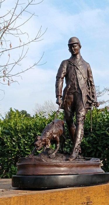 p.j mene - sculptuur, ..jachttafereel,, valet en bloedhond -, Antiek en Kunst, Kunst | Designobjecten