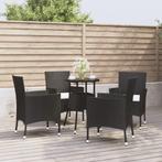 vidaXL 5-delige Bistroset met kussens poly rattan zwart, Tuin en Terras, Verzenden, Nieuw