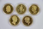 Nederland. Lot van 5x Vergulde 24K Munten (Naslagen)