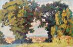 Artista macchiaiolo (XIX-XX) - Paesaggio tra gli alberi