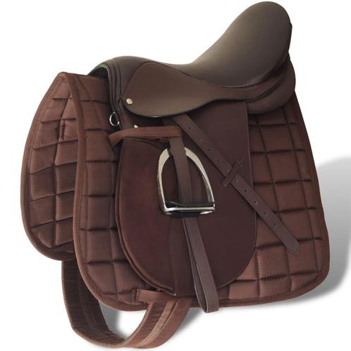 vidaXL Paardrijzadel 5-in-1 17,5 12 cm echt leer bruin, Dieren en Toebehoren, Paarden en Pony's | Overige Paardenspullen, Nieuw