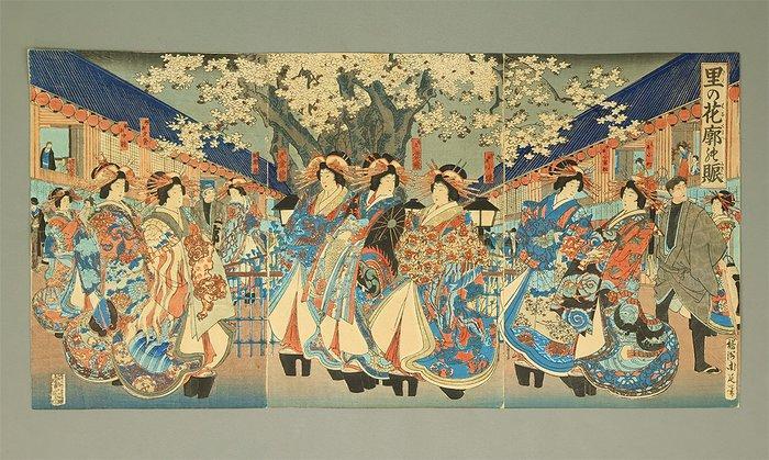 Sato no Hanaguruwa no Nigiwai  (Bustle of Pleasure, Antiek en Kunst, Antiek | Overige Antiek