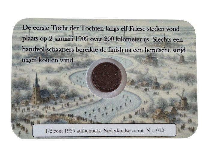 Nederland. Wilhelmina. 1/2 Cent 1909 Coincard Tocht der, Postzegels en Munten, Munten | Nederland