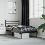 vidaXL Cadre de lit métal avec tête de lit noir 100x190, Verzenden