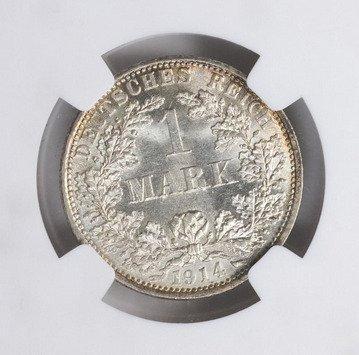Duitsland, Karlsruhe. Wilhelm II. 1 Mark 1914 - NGC MS63 (F), Postzegels en Munten, Munten | Europa | Niet-Euromunten