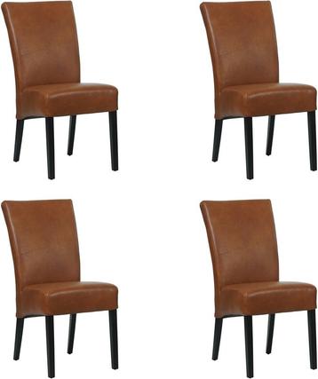 Set van 4 Cognac leren landelijke eetkamerstoelen - Granada, Ophalen of Verzenden