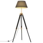 vidaXL Vloerlamp driepoot 141 cm massief teakhout zwart en, Huis en Inrichting, Verzenden, Nieuw