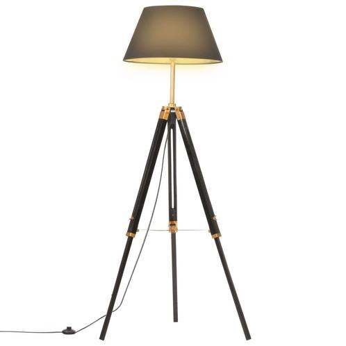 vidaXL Vloerlamp driepoot 141 cm massief teakhout zwart en, Huis en Inrichting, Lampen | Overige, Nieuw, Verzenden