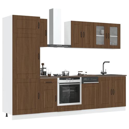 vidaXL 8-delige Keukenkastenset Kalmar bewerkt hout bruin, Huis en Inrichting, Kasten | Overige, Nieuw, Verzenden