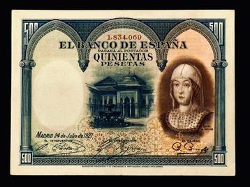 Espagne. - 500 Pesetas - 1927 - Isabel la Católica - Sin beschikbaar voor biedingen