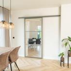 Stalen Schuifdeur met koofsysteem Kiezelgrijs 3 Vlaks Helder