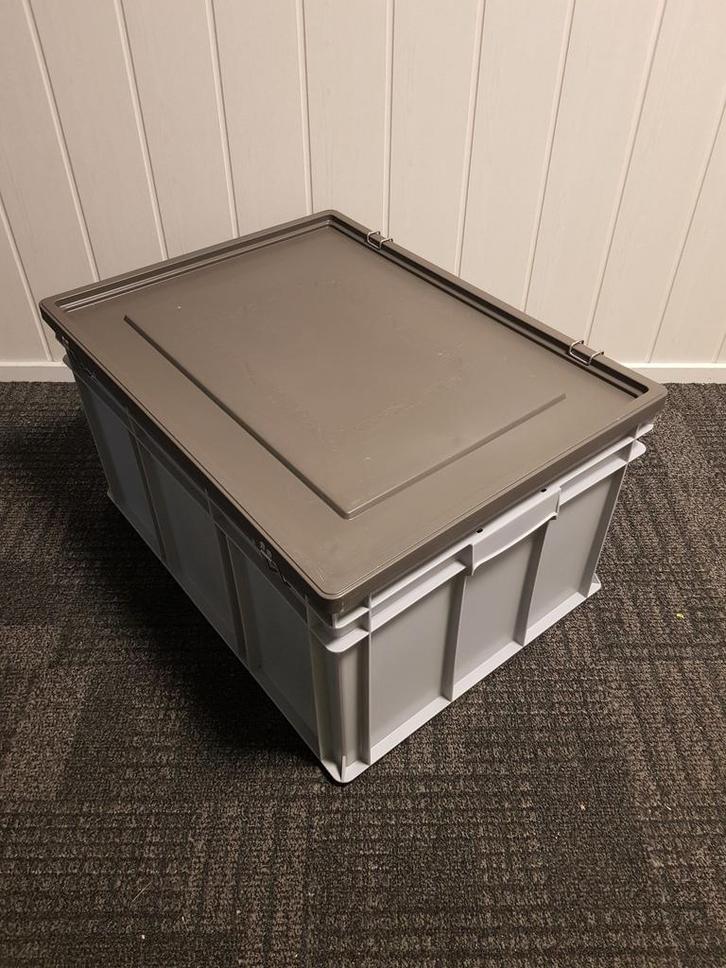 80x60x42 kunststof bak met deksel grijs PP gesloten, Doe-het-zelf en Bouw, Kratten en Dozen, Ophalen of Verzenden