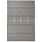 vidaXL Buitenkleed met patroon platgeweven 160x230 cm zwart, Huis en Inrichting, Stoffering | Tapijten en Vloerkleden, Verzenden