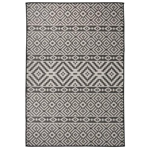 vidaXL Buitenkleed met patroon platgeweven 160x230 cm zwart, Huis en Inrichting, Stoffering | Tapijten en Vloerkleden, Nieuw, Verzenden