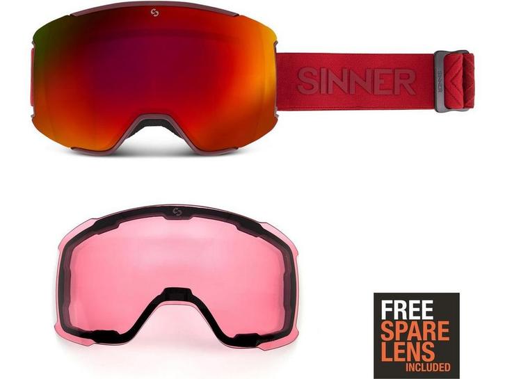 SINNER SNOWFLAKE - Skibril - 2 verwisselbare lenzen -, Sport en Fitness, Overige Sport en Fitness, Nieuw, Verzenden