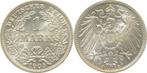Duitsland 1 Mark Kaiserreich 1904 D prfr / stgl zilver, Verzenden, België
