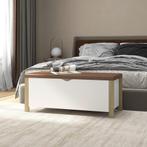 vidaXL Opbergbox en kussen 105x40x45 cm spaanplaat wit en, Verzenden