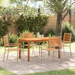 vidaXL 5-delige eetset voor in de tuin - Beige Poly Rattan, Tuin en Terras, Verzenden, Nieuw