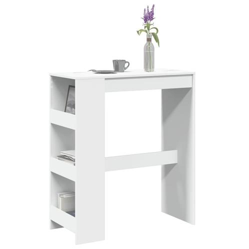 vidaXL Table de bar et étagères blanc 90x40x103,5 cm, Maison & Meubles, Tables | Tables à manger, Neuf, Envoi